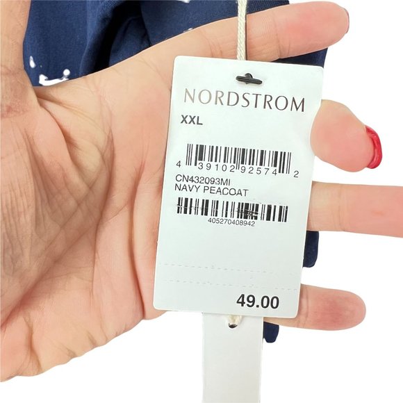 NWT Caslon 100% Cotton Flutter Sleeve Button Up Navy Blouse Top Women's Size XXL - Picture 7 of 11